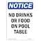 Signmission Safety Sign, OSHA Notice, 24" Height, No Drinks Or Food On Pool Table Sign, Portrait OS-NS-D-1824-V-14494 - alternate 1